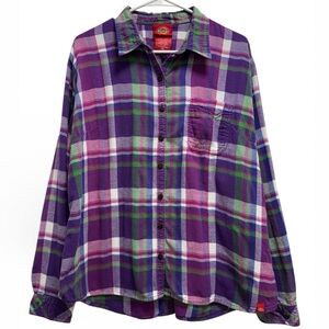 Dickies Women’s Multicolor Plaid Button Down Shirt